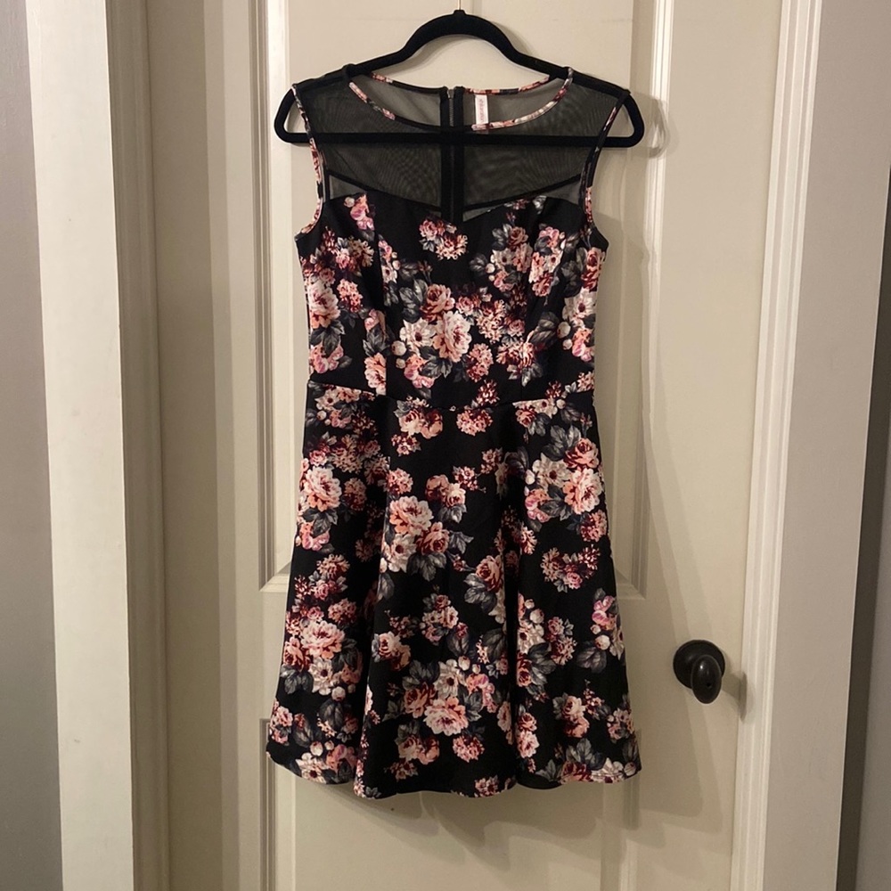 Floral black mesh dress